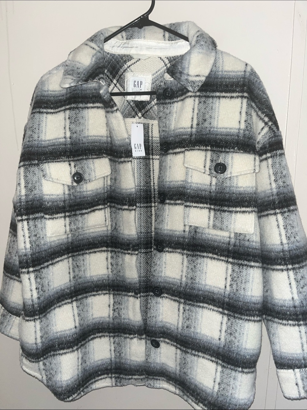 GAP Kids Black & White Plaid Shacket